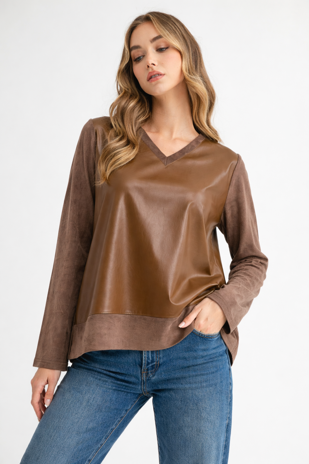 The Rockwell  Suede Top with Leather