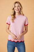 The Lakelyn Wavy Trim Short Sleeve Sweater