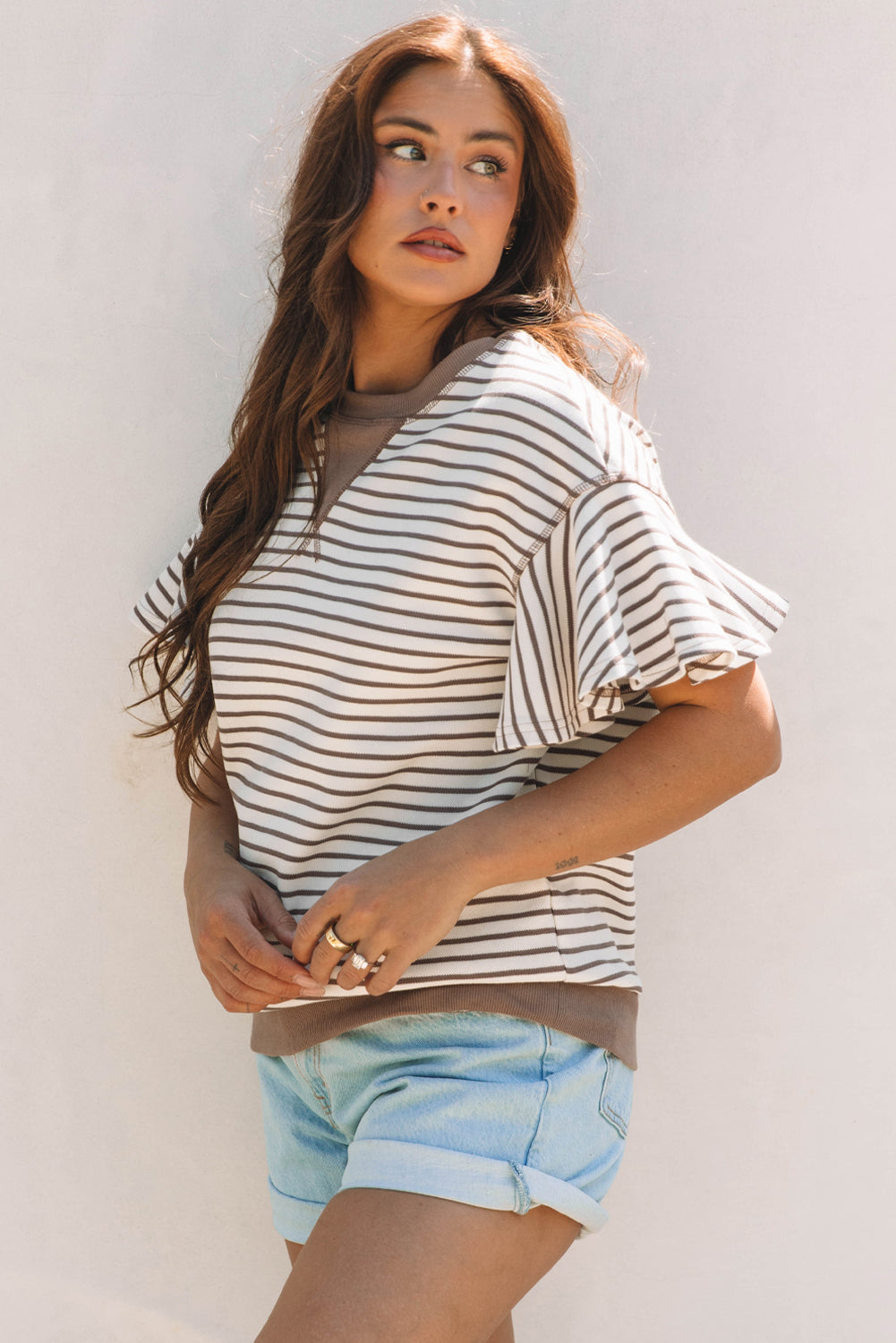 The Fiona Stripe Ruffle Top