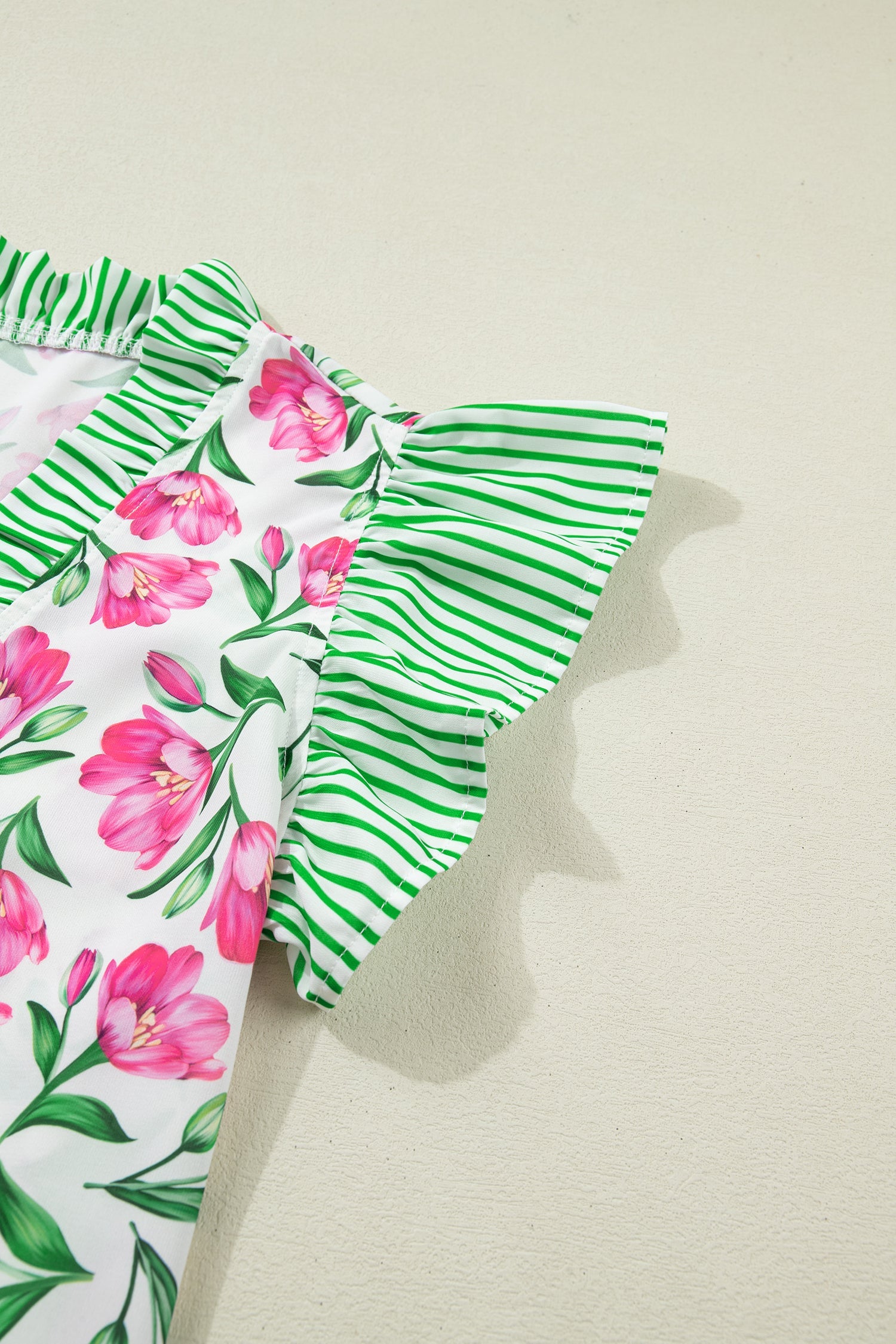 The Addie Floral Stripe Ruffle Blouse