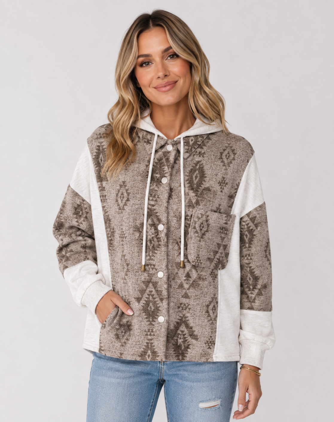 The Willa Western Aztec Hooded Shacket