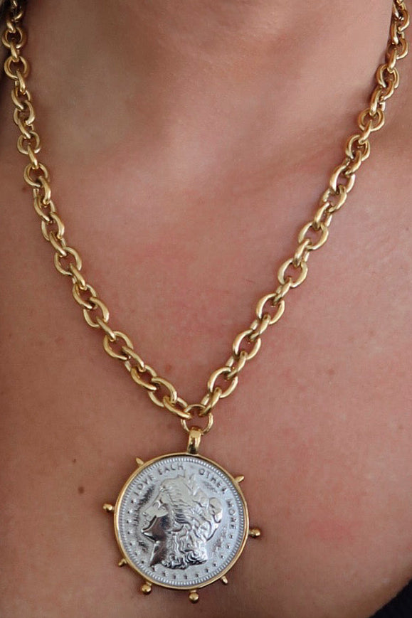 THE TWO TONED COIN NECKLACE