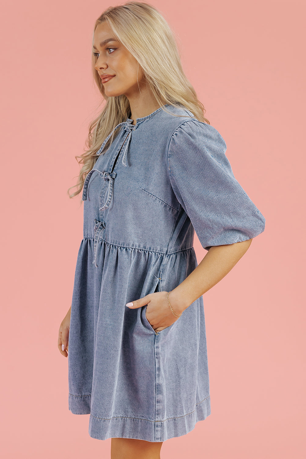 The Layla James Denim Bow Dress