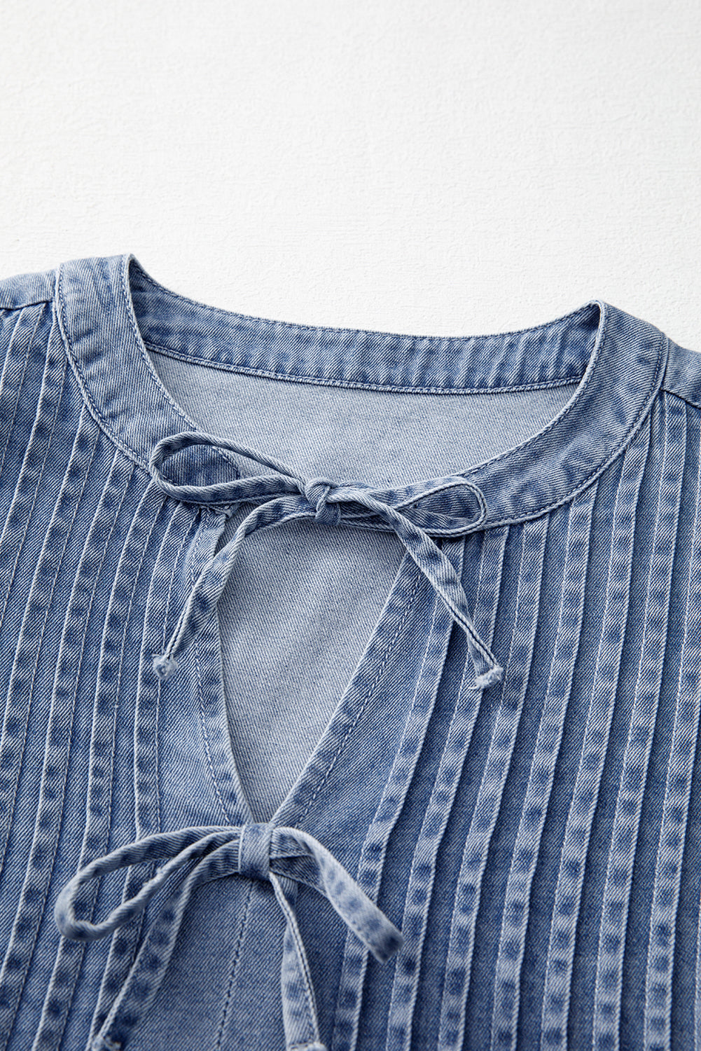 The Mae Denim Bow Tie Top