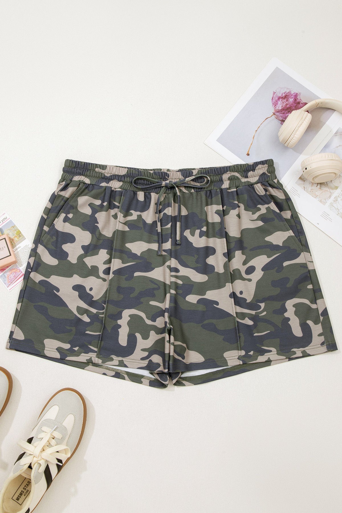 The Teagan Camo Elastic Waist Shorts