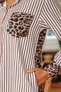 The Sophie Leopard Stripe Shirt Dress