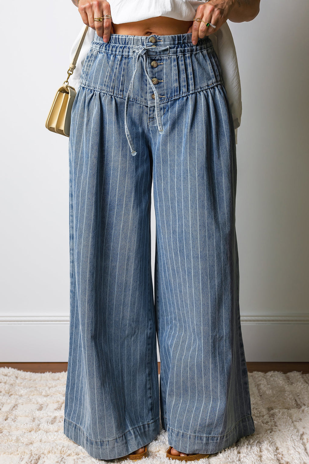 The Delilah Pleated Wide Leg Jeans