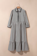 The Hallie Stripe Scallop Maxi Dress