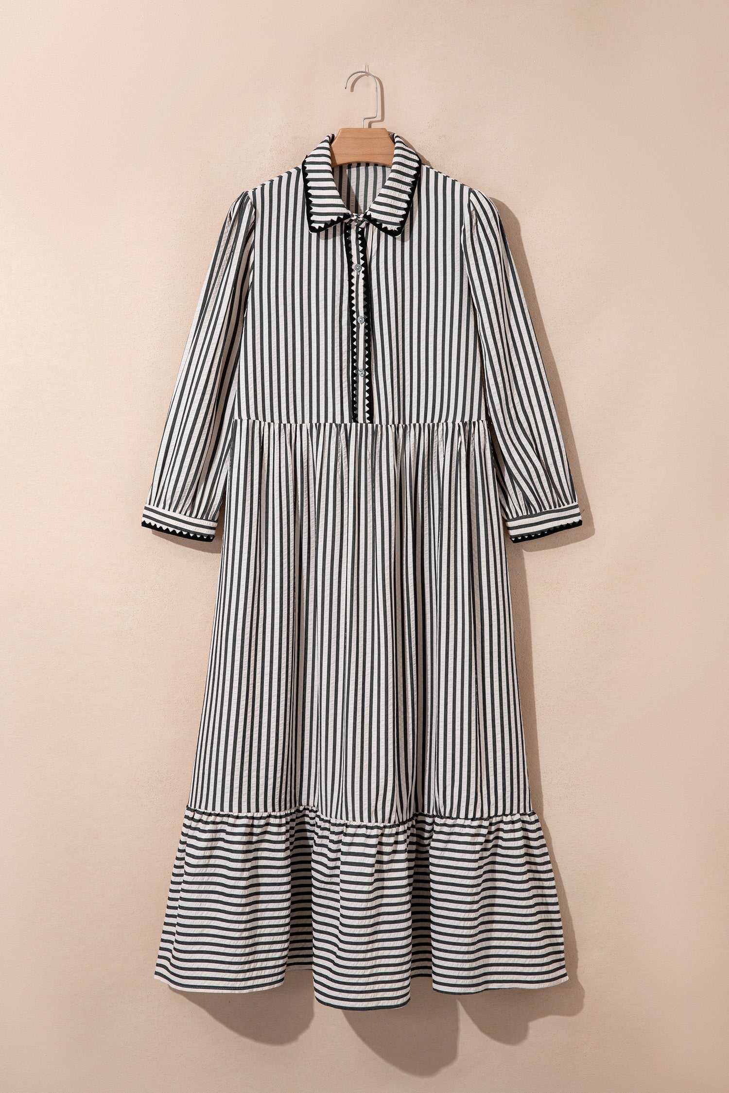 The Hallie Stripe Scallop Maxi Dress
