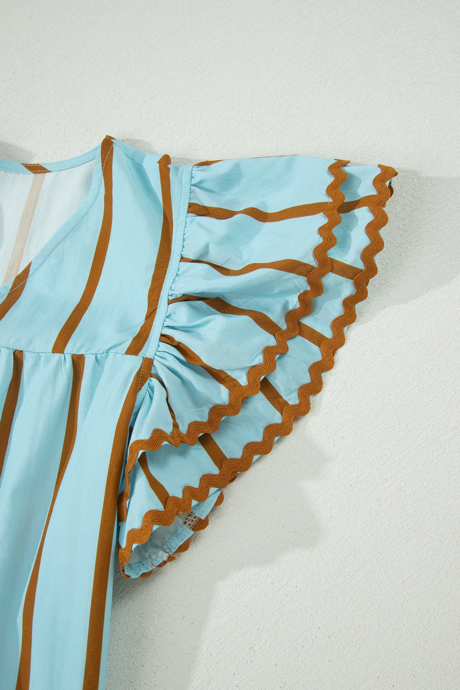 The Lina Stripe Ruffle Blouse