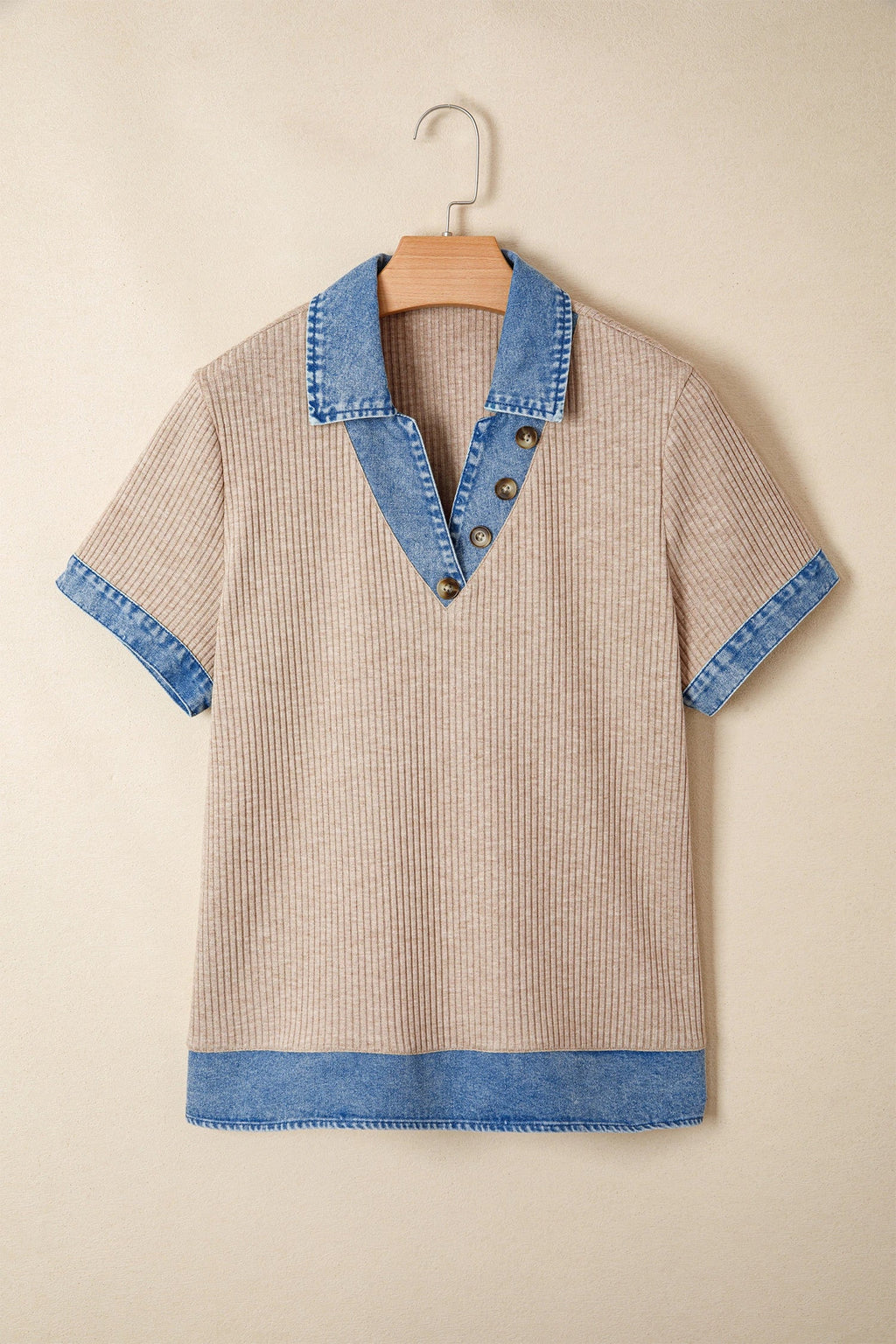 The Aspyn Denim Knit Blouse