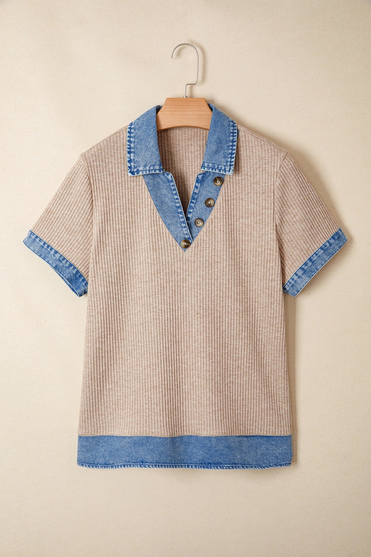 The Aspyn Denim Knit Blouse