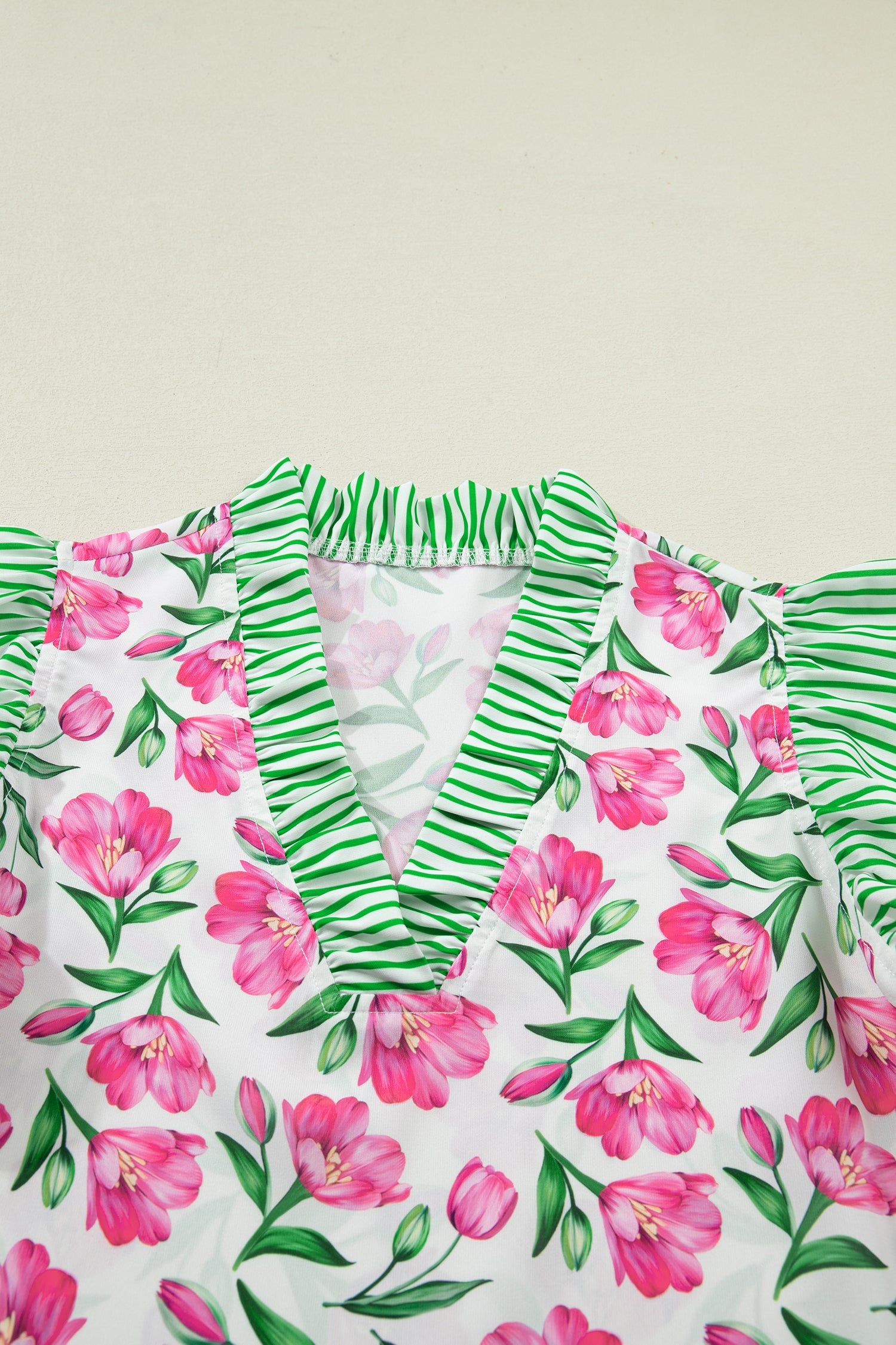 The Addie Floral Stripe Ruffle Blouse