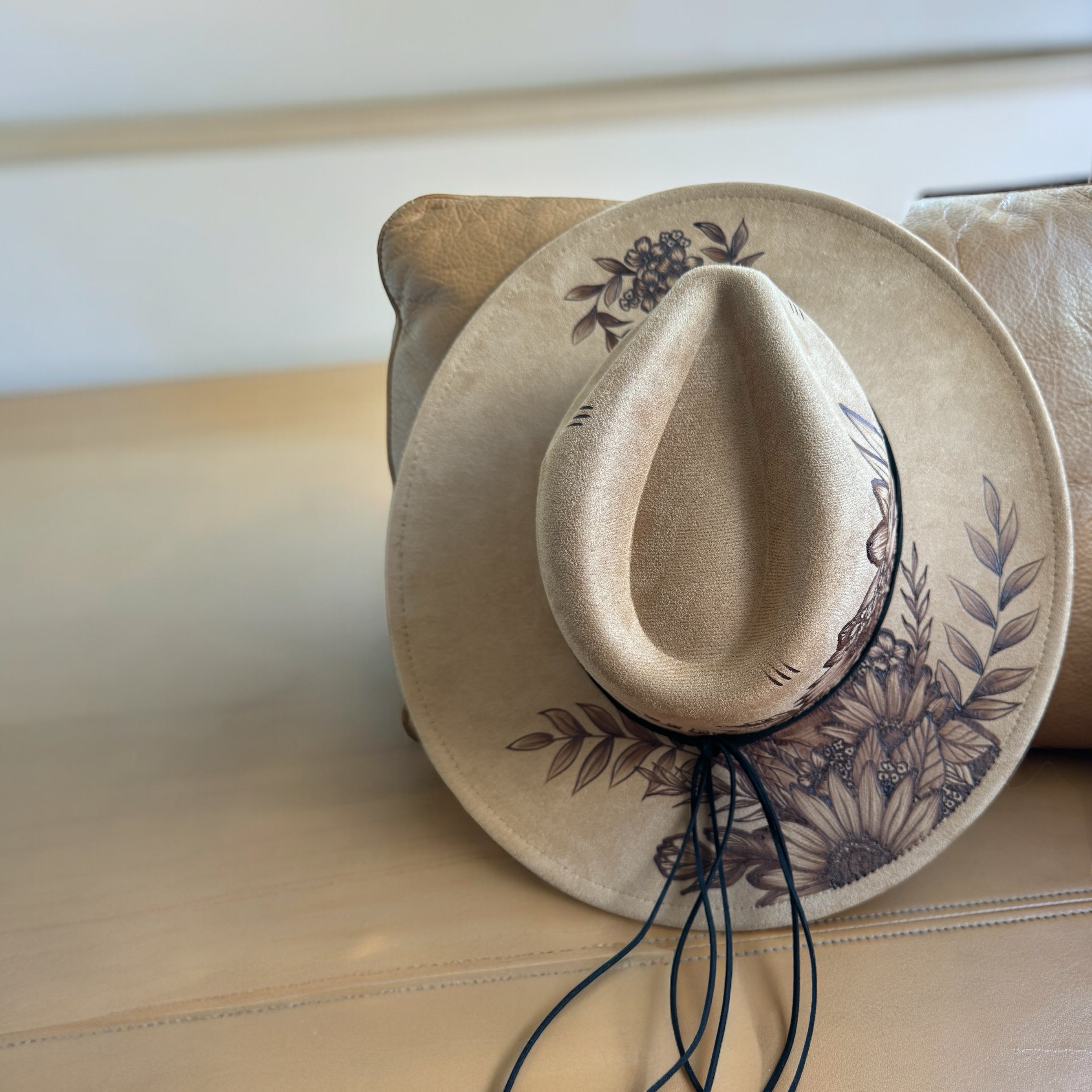 The Willow Burned Wide Brim Hat