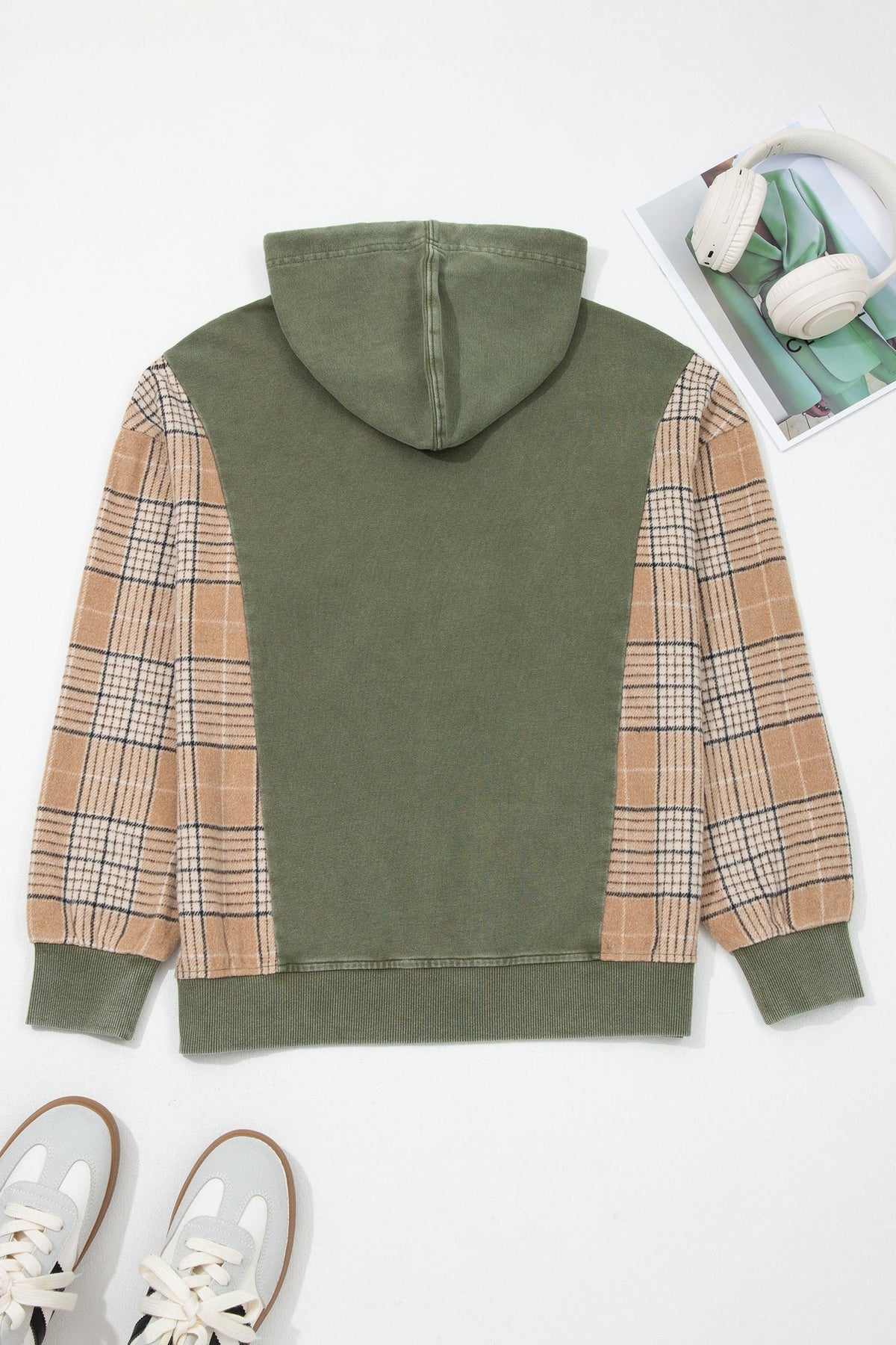 The Arden Plaid Sleeve Hoodie
