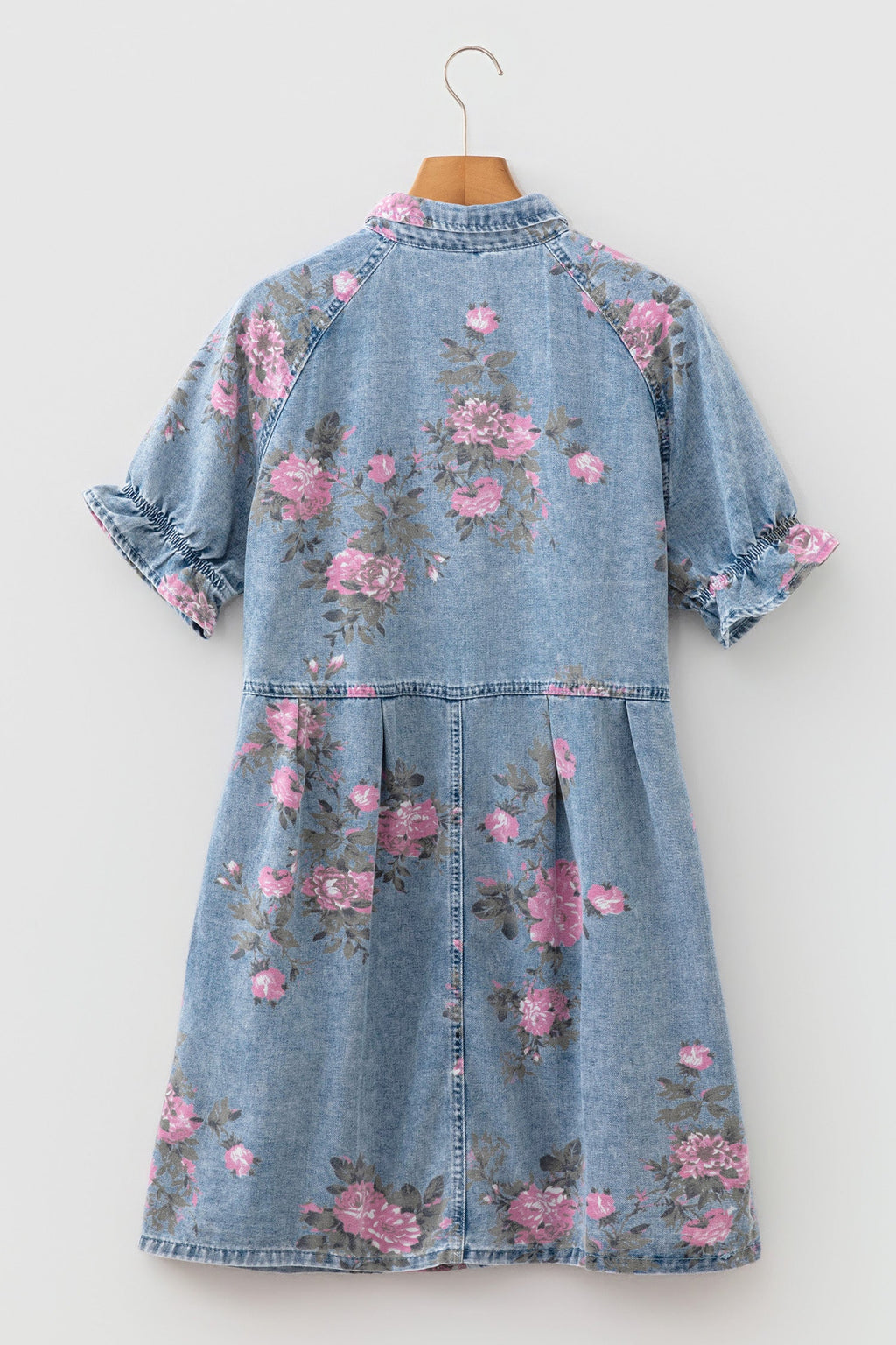 The Hazel Floral Denim Button Down Dress
