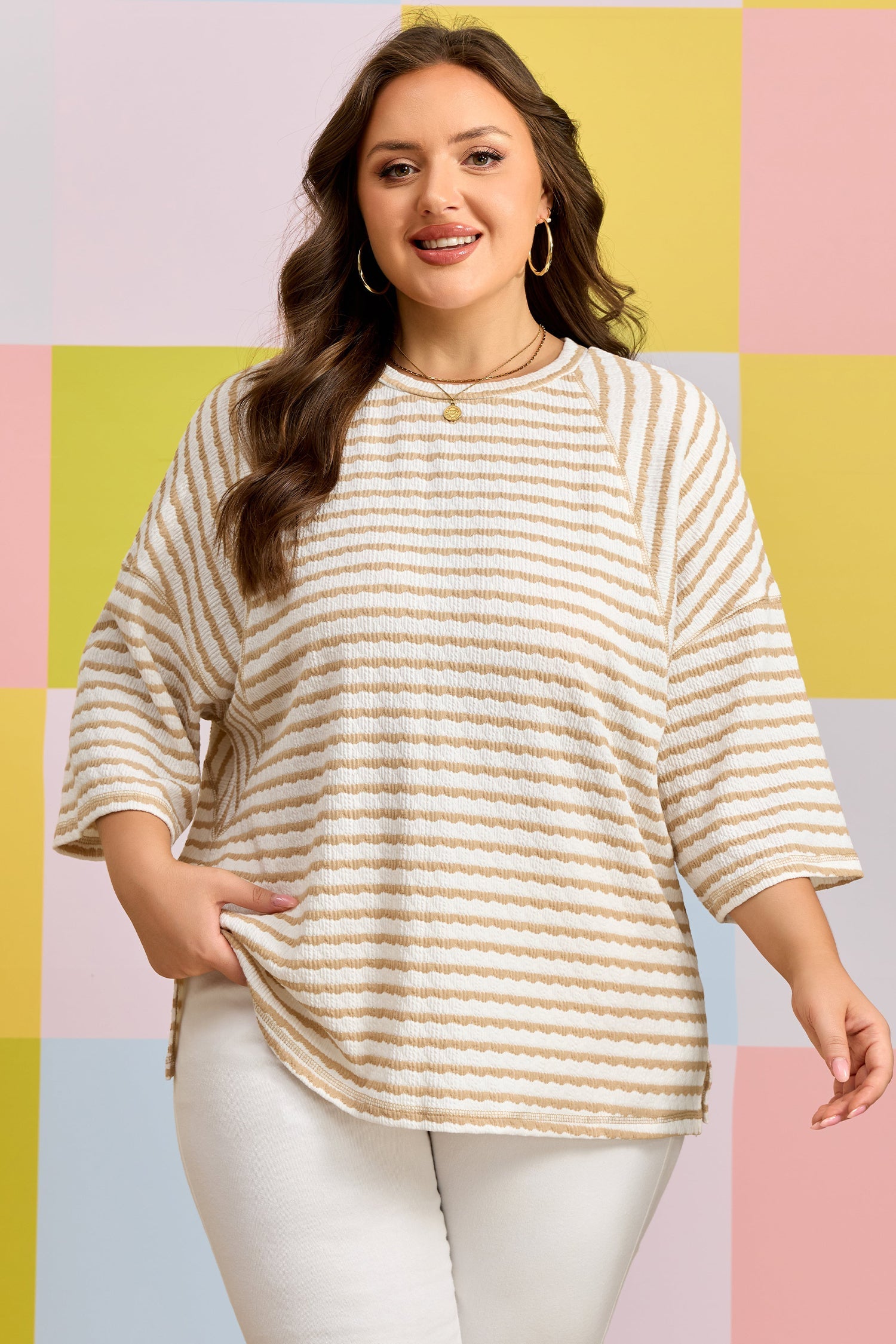 The Nellie Stripe Textured Top