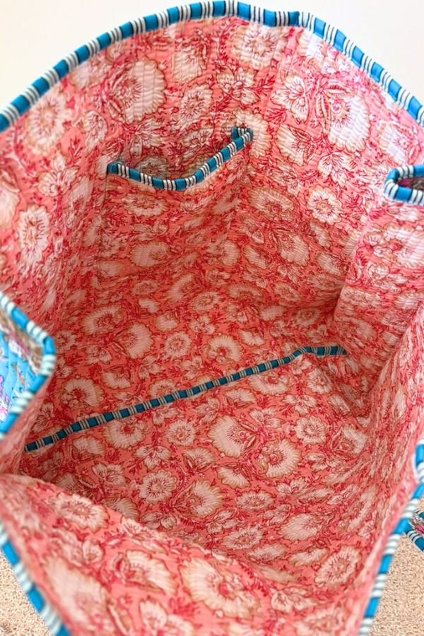 The Beck Bright Blue Floral Tote Bag