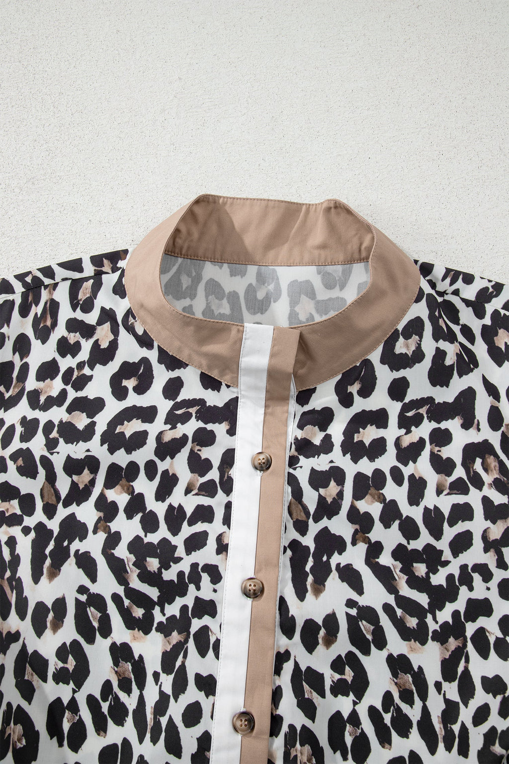 The Ava Leopard Contrast Trim Half Button Top