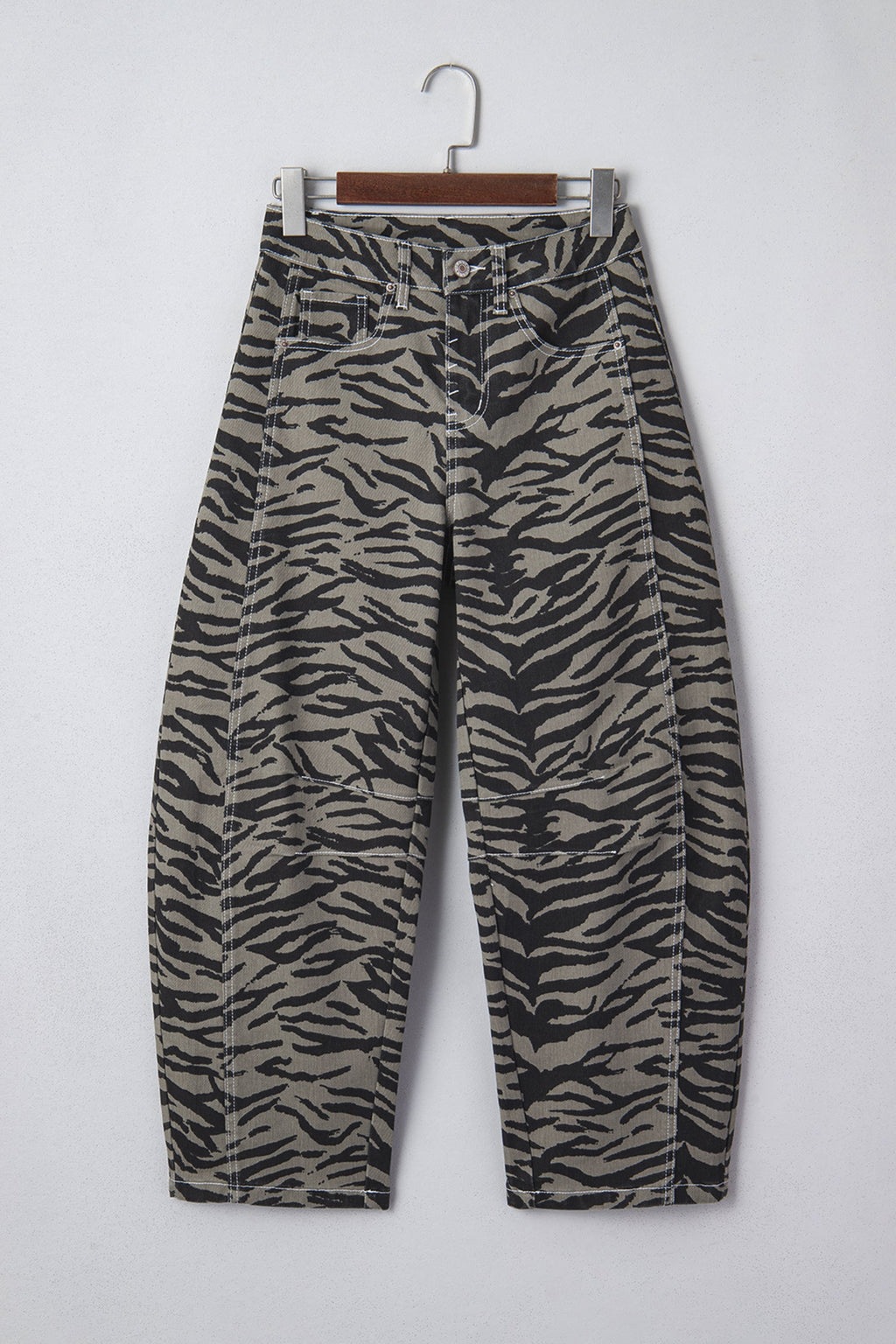 The Zoe Zebra Stripe Denim Wide Barrel Leg Jeans
