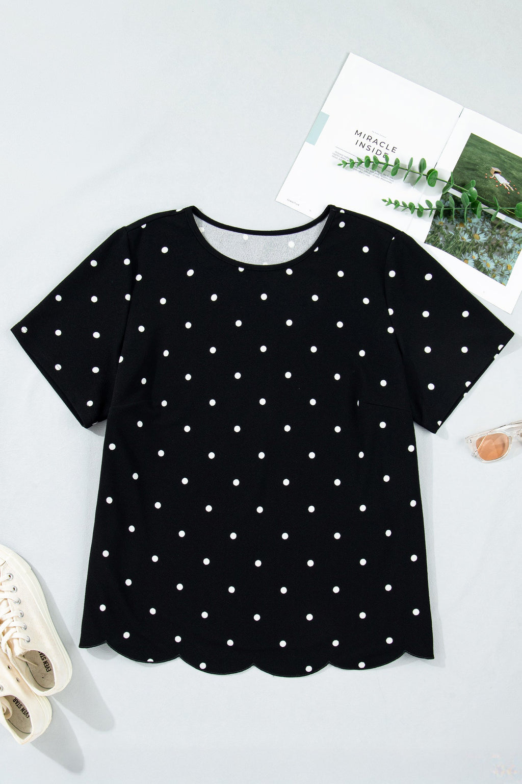 The Lila Jane Polka Dot Scallop Top