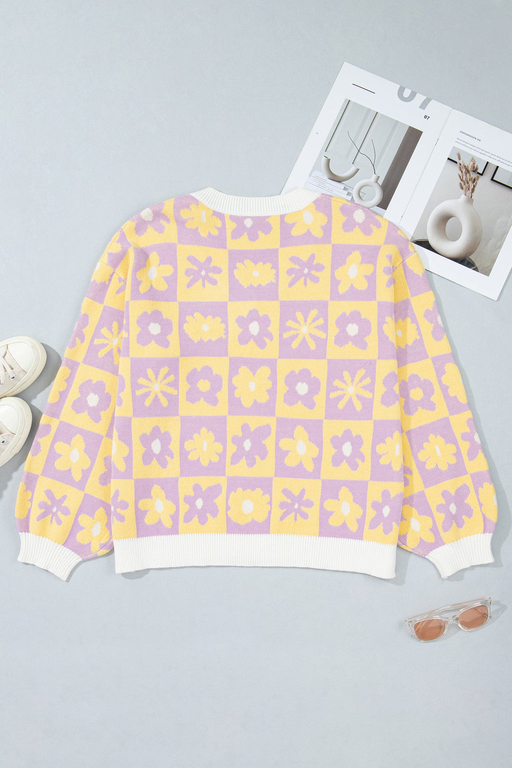 The Marlowe Floral Checker Sweater