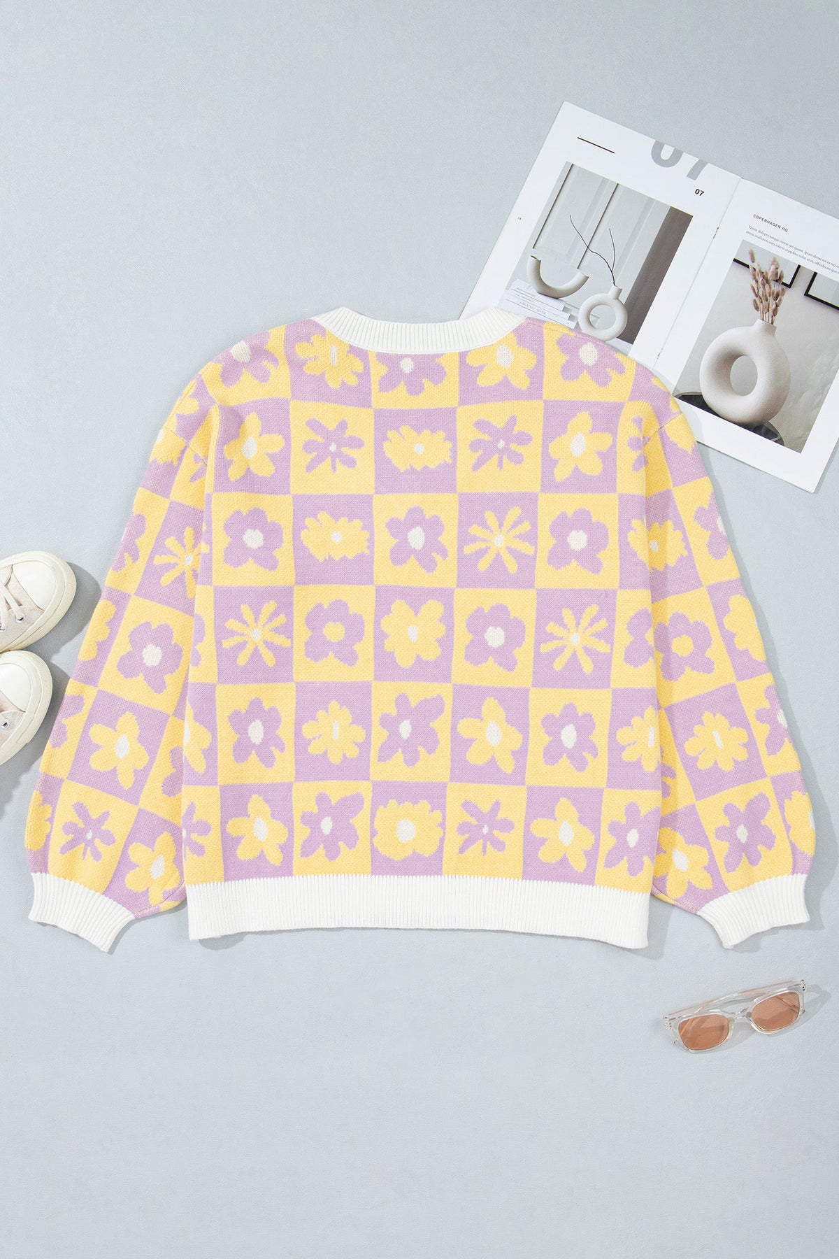 The Marlowe Floral Checker Sweater