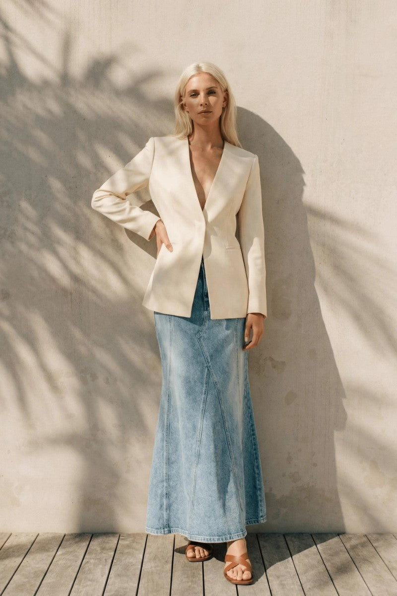 The Willow Denim Maxi Skirt