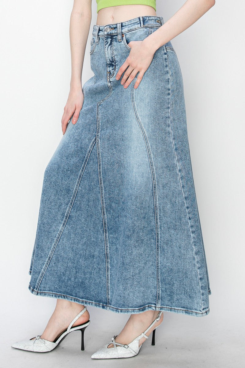 The Willow Denim Maxi Skirt