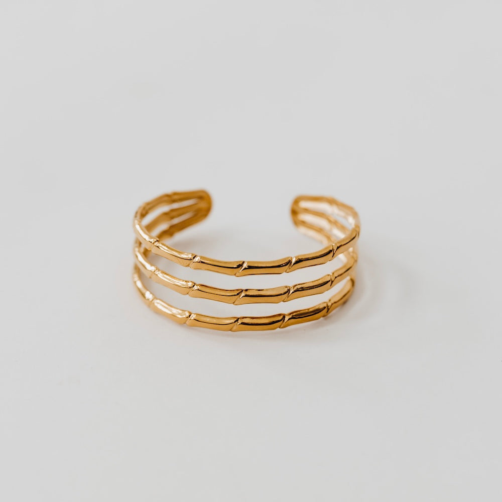 The Bamboo Tier Open Bangle Bracelet - WATERPROOF