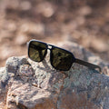 Flyer | Black w/ Green | Wooden Sunglasses