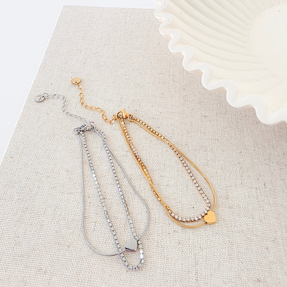 The Everly Double Love Tennis Bracelet - WATERPROOF