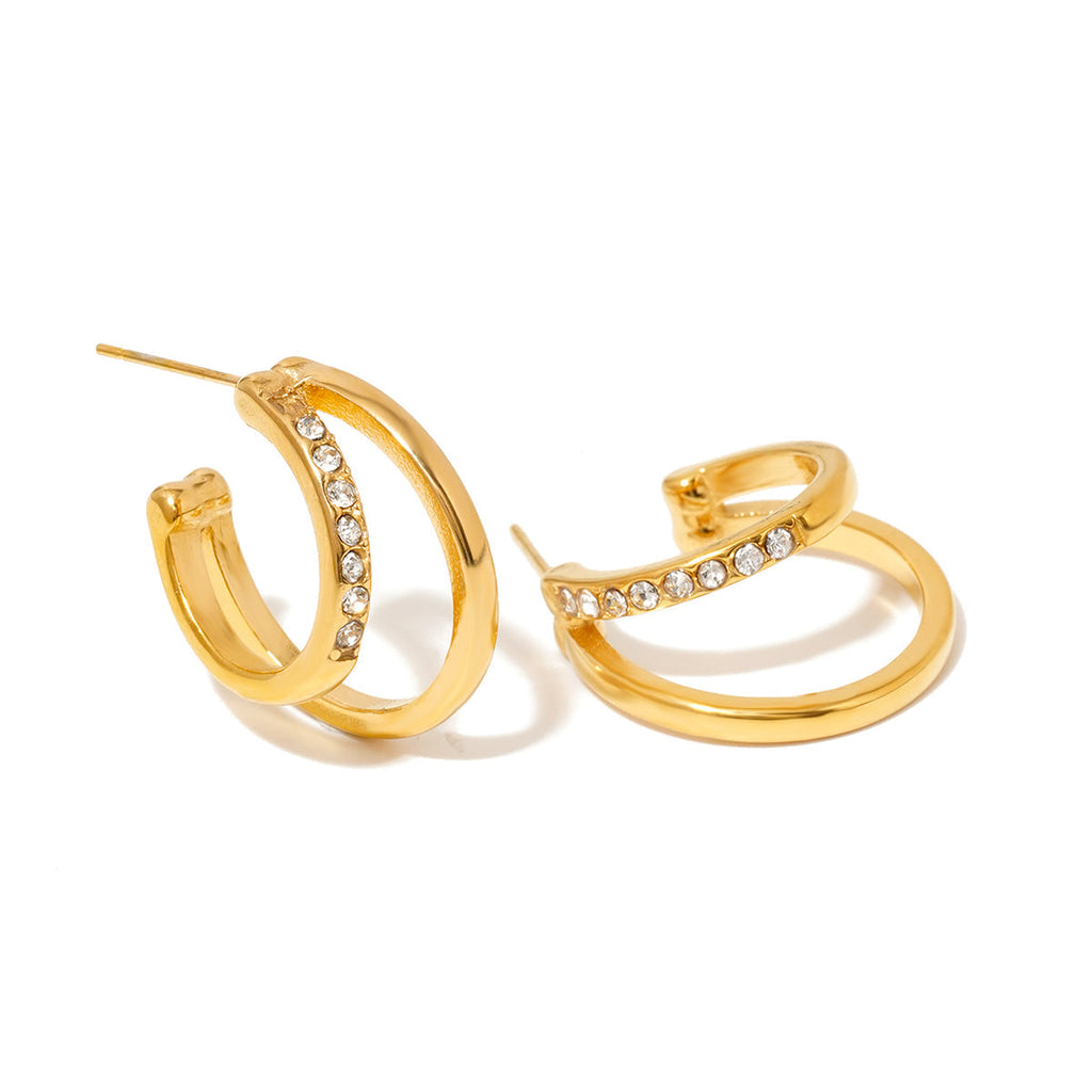 The Stole The Show Crystal Double Hoop Earring