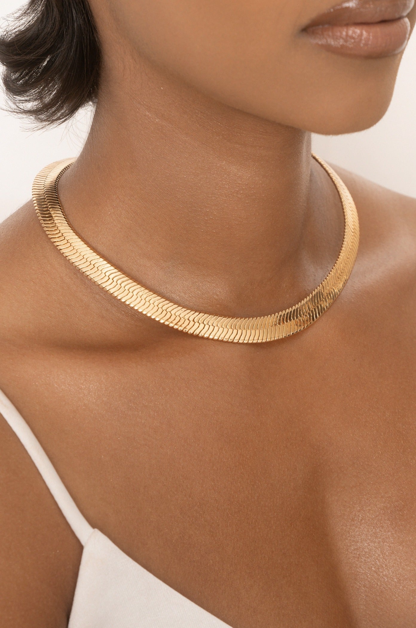 The Snake Smooth Herringbone Chain Necklace