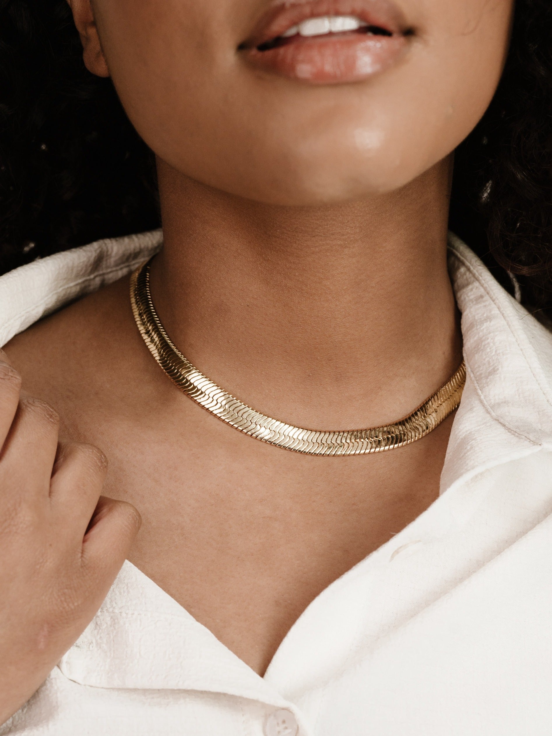 The Snake Smooth Herringbone Chain Necklace
