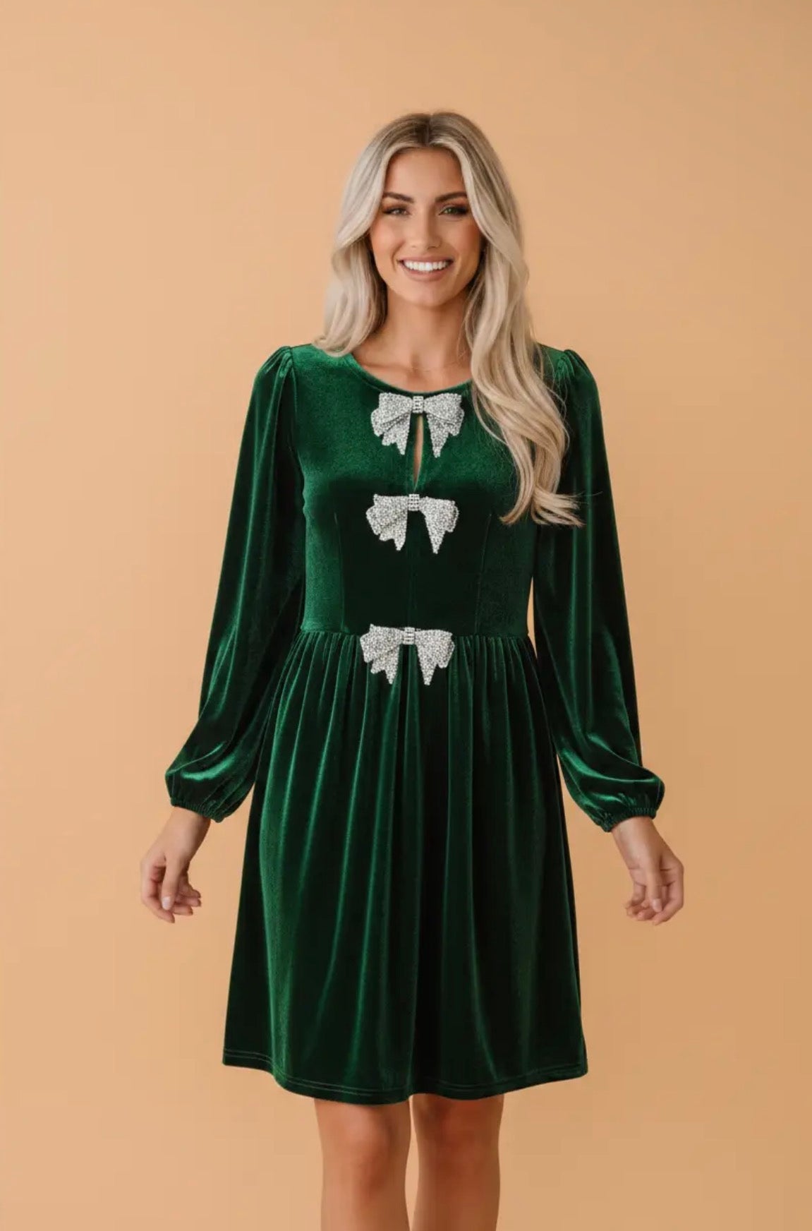 The Betsey Bow Tie Velvet Dress