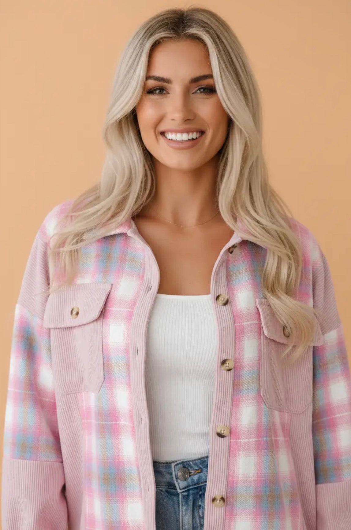 The Daisy Mae Plaid Corduroy Shacket