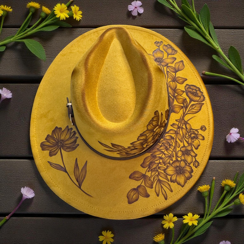 The Harper Burned Wide Brim Fedora
