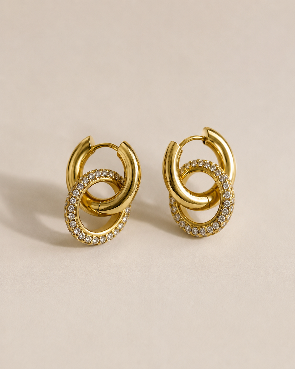 The Adalee Cz Linked Huggie Earrings