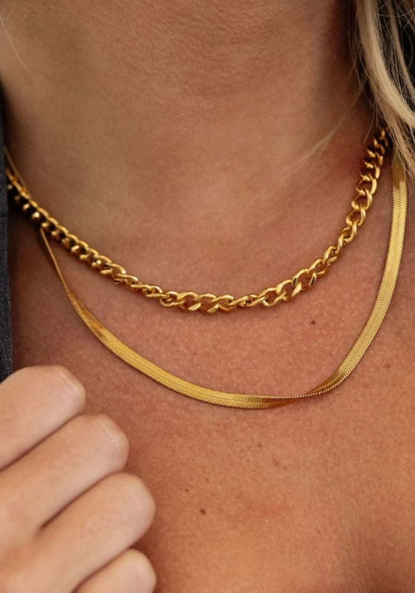 THE CHAIN + HERRINGBONE NECKLACE