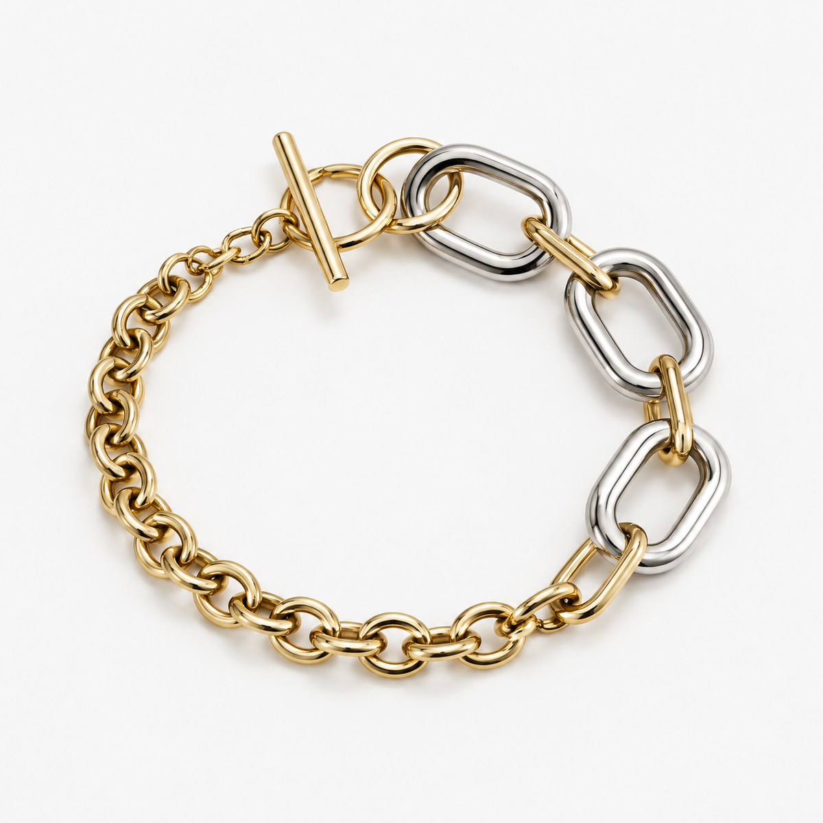 The Brielle Non-Tarnish Two Tone Chain Bracelet