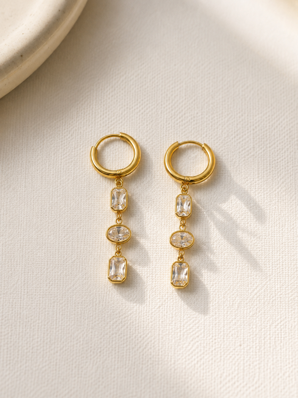 The Waverly Non Tarnish CZ Triple Drop Earrings