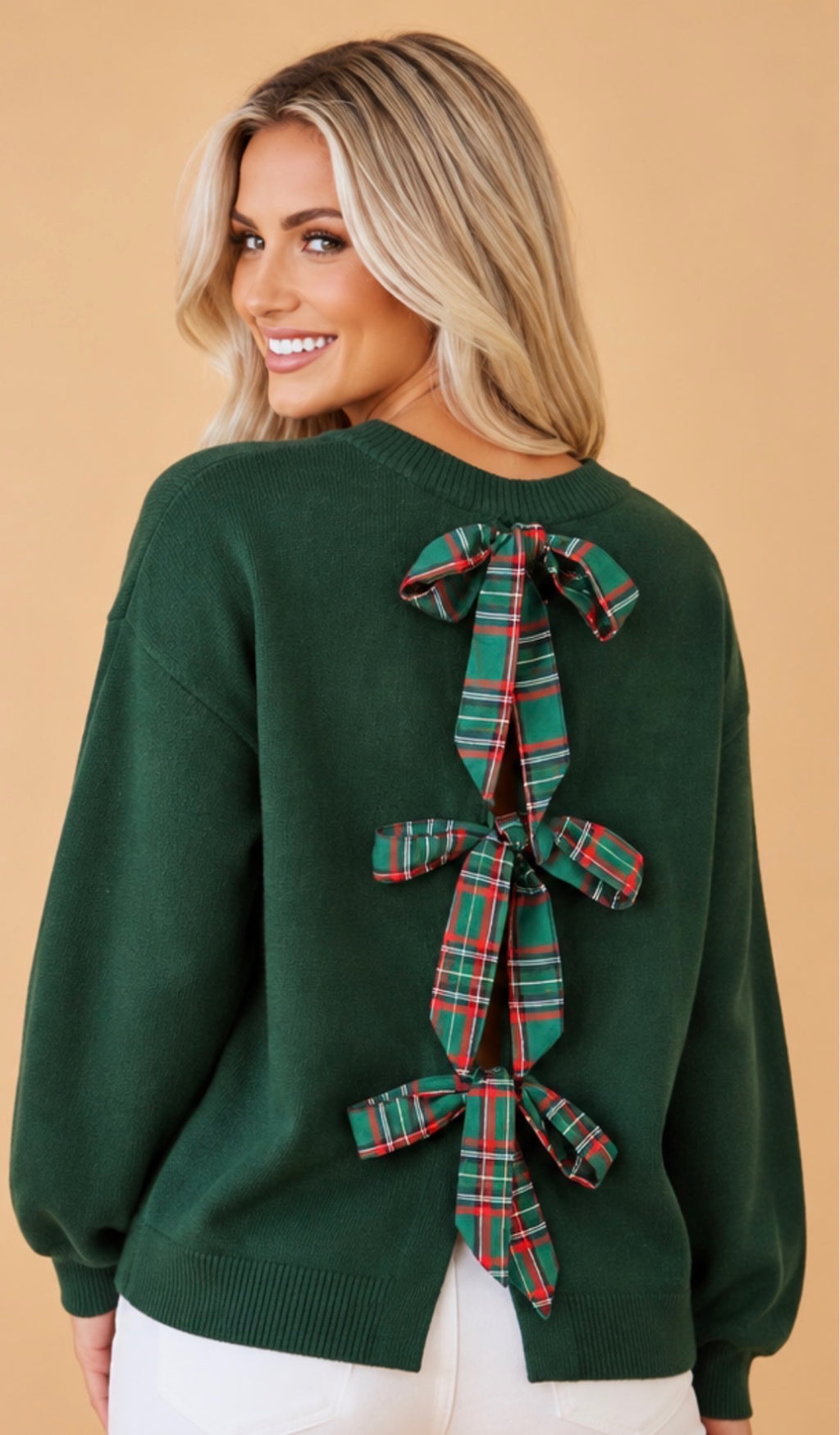 The Holiday Glow Bow Tie Back Sweater