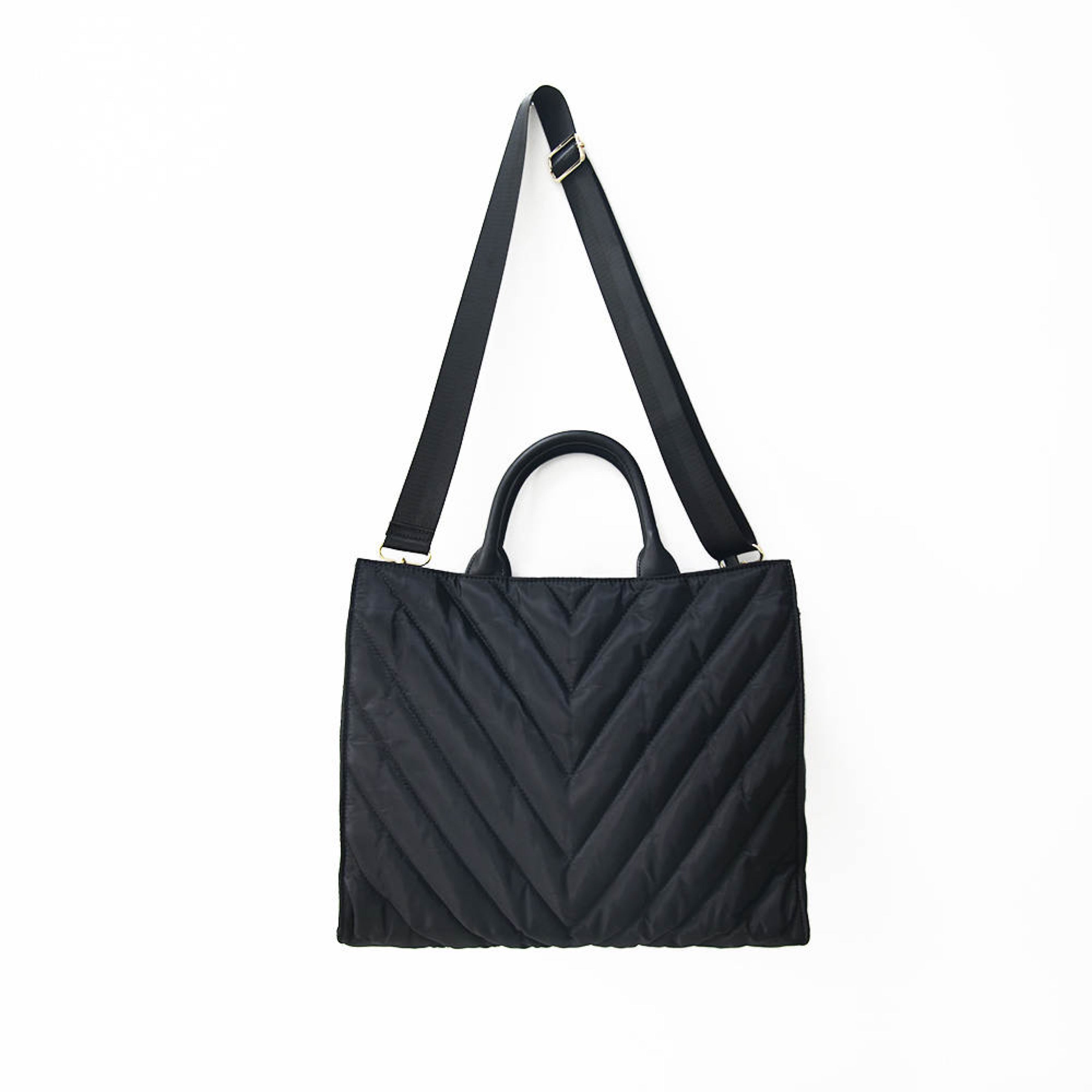 The Carmen Chevron Stripe Puffer Tote