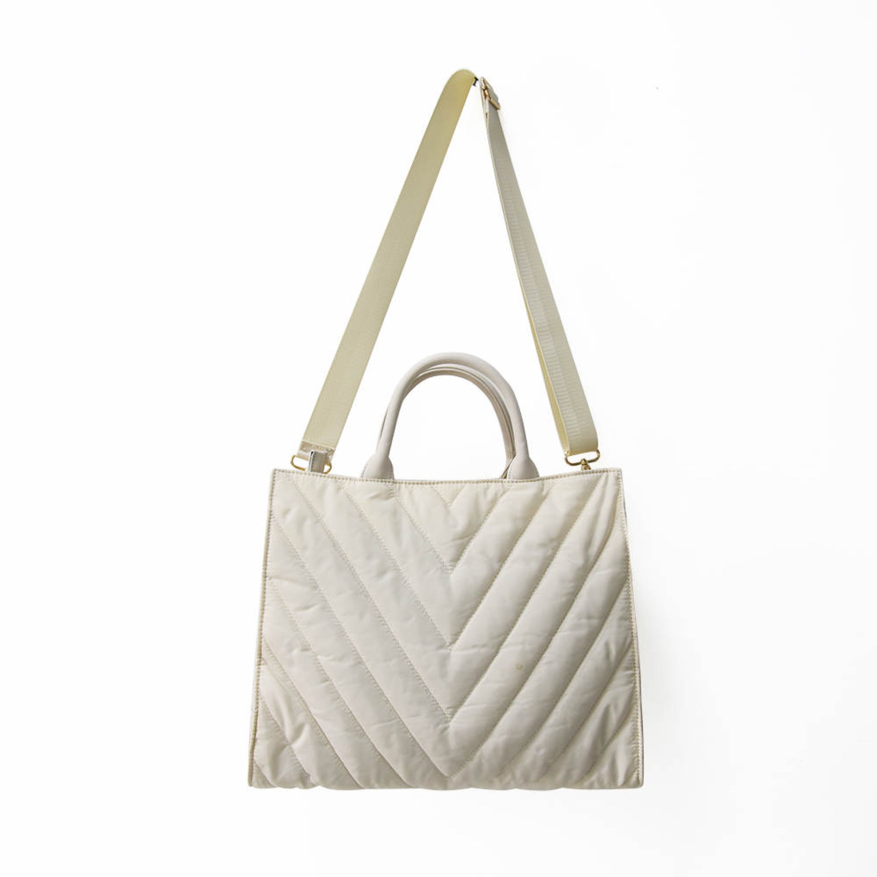 The Carmen Chevron Stripe Puffer Tote