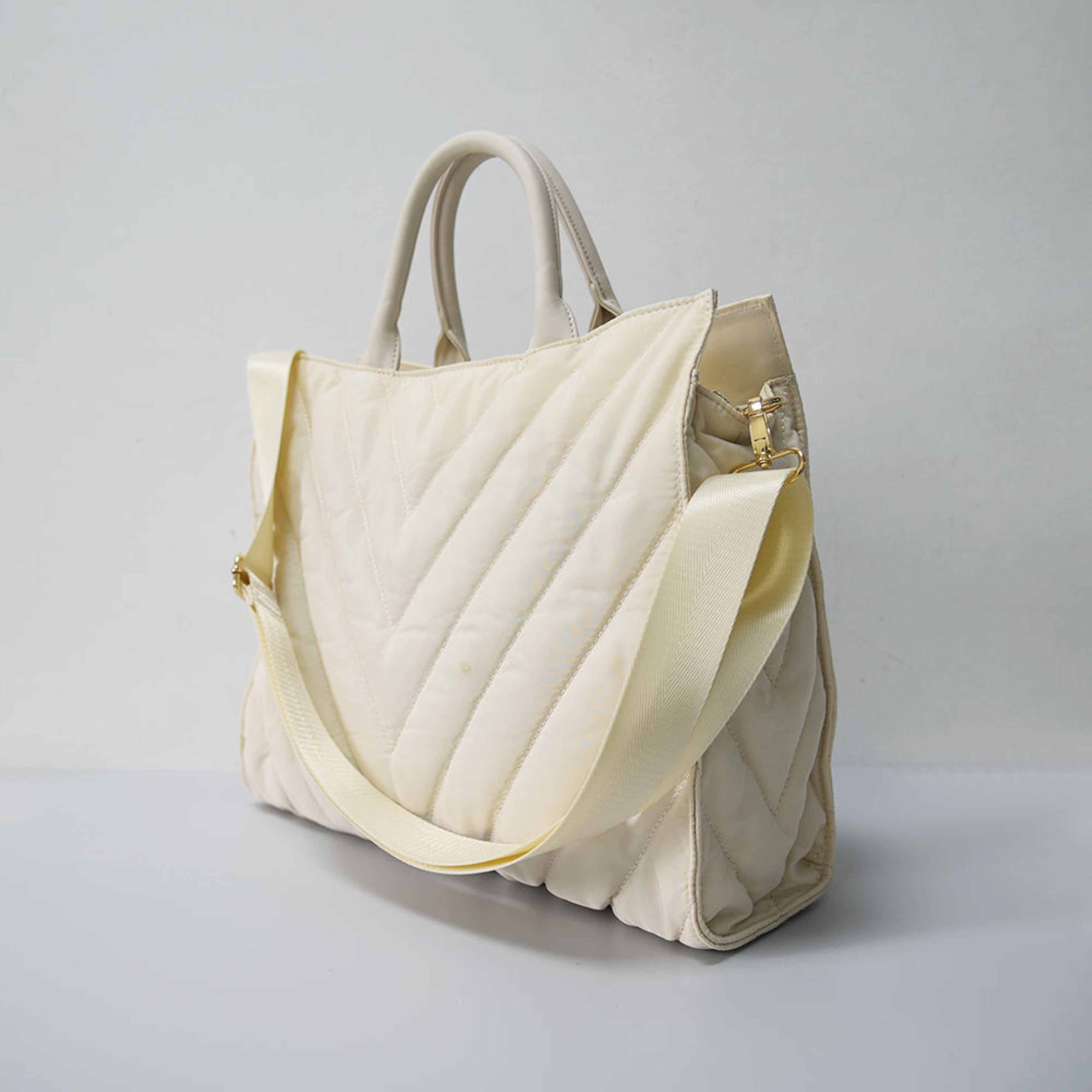 The Carmen Chevron Stripe Puffer Tote
