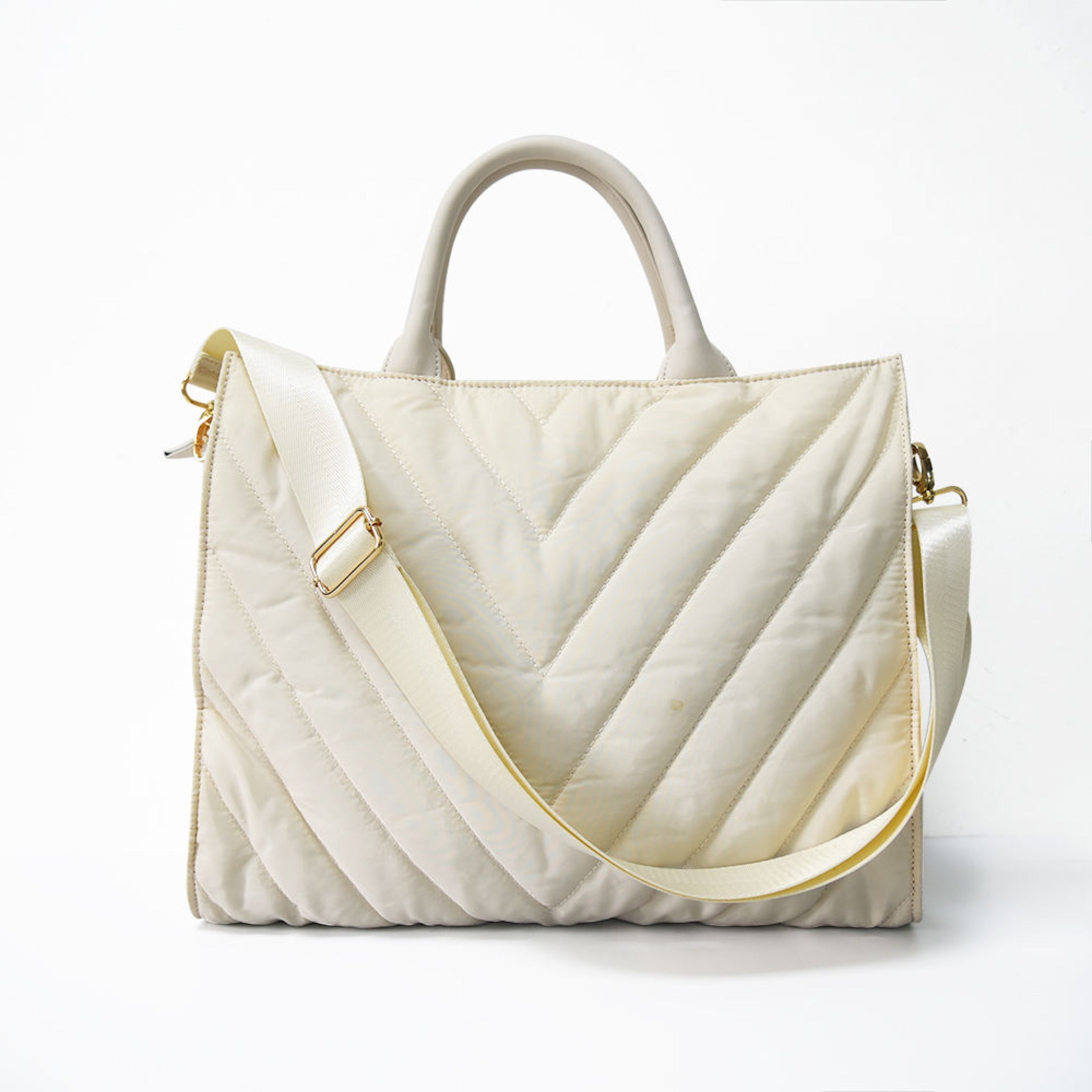 The Carmen Chevron Stripe Puffer Tote