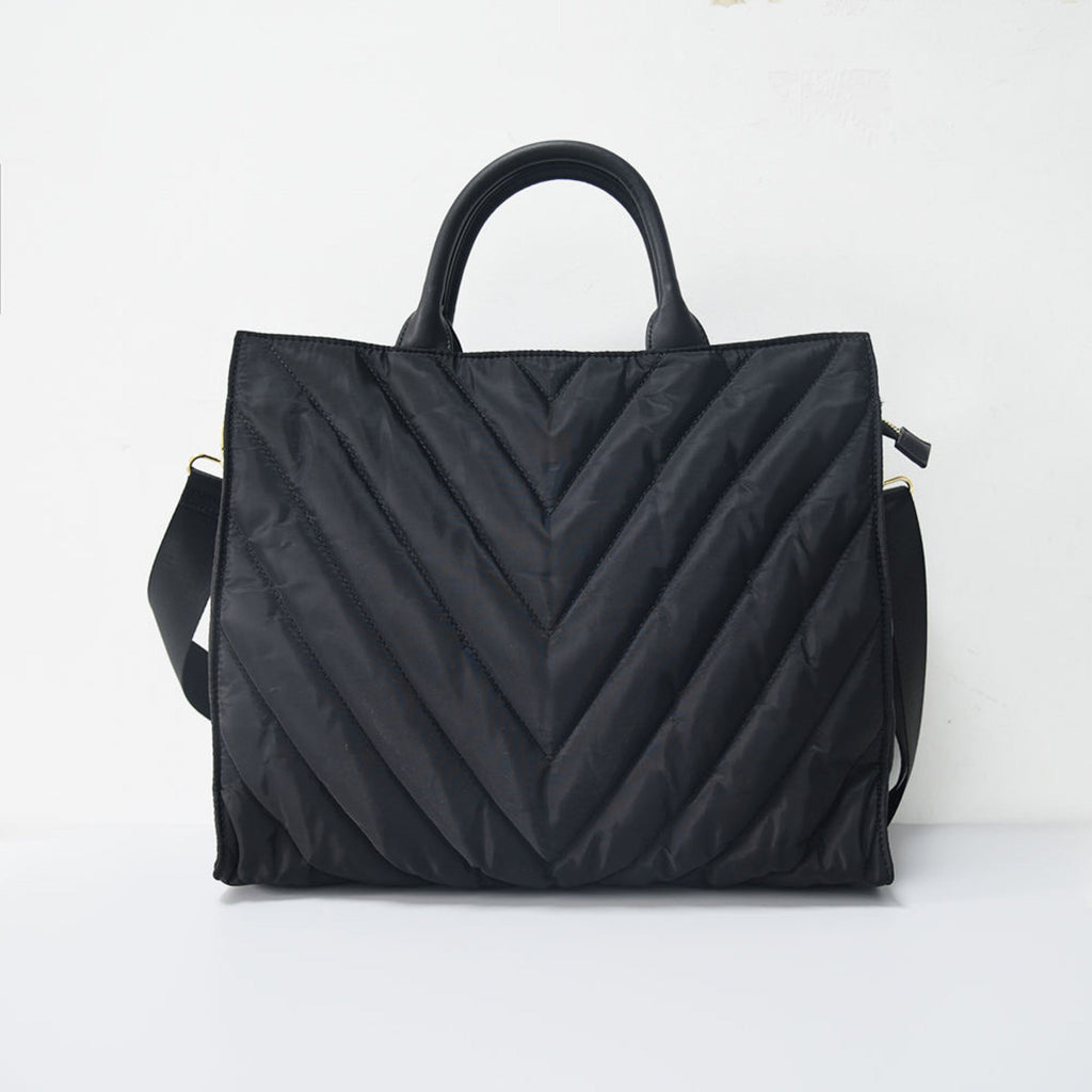 The Carmen Chevron Stripe Puffer Tote