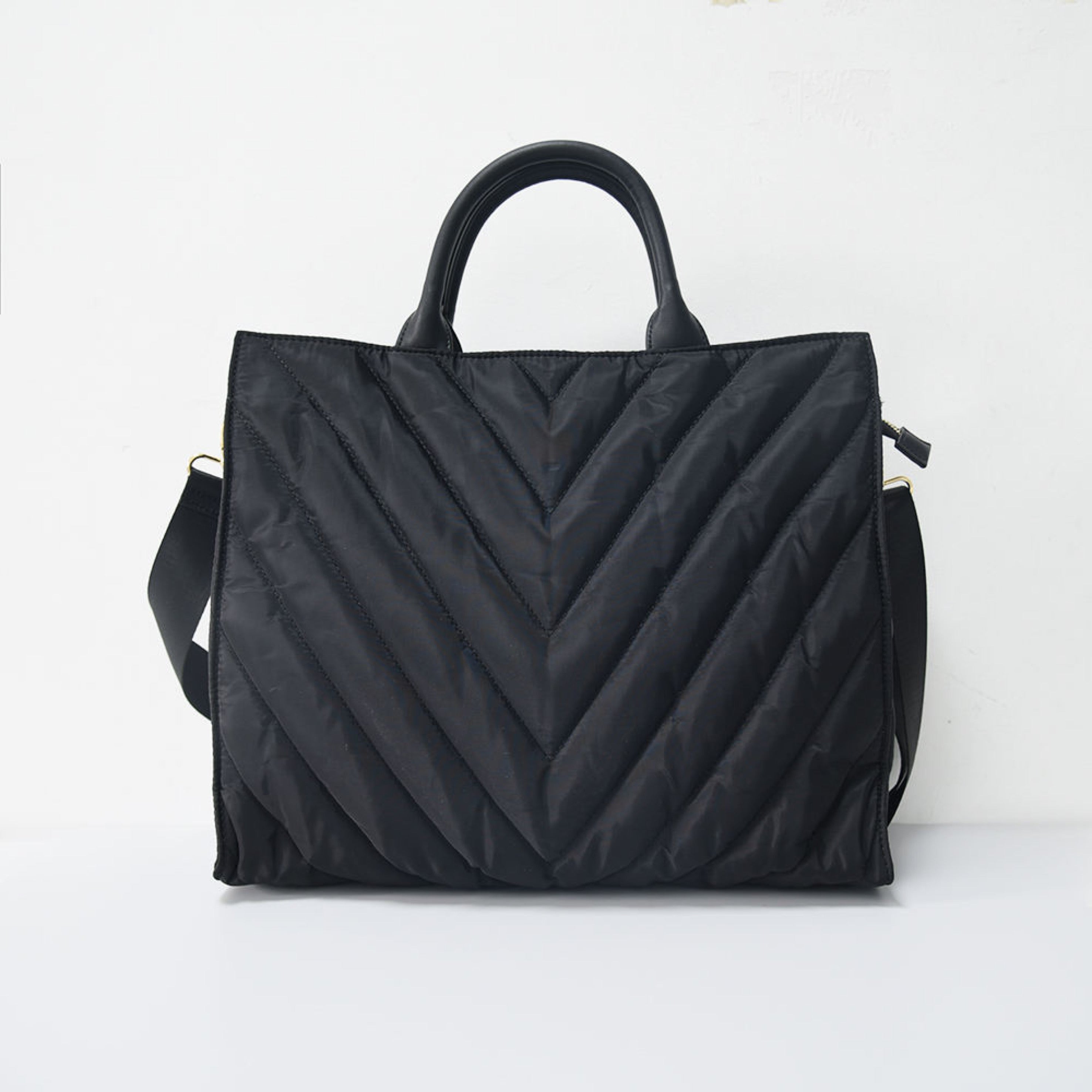 The Carmen Chevron Stripe Puffer Tote