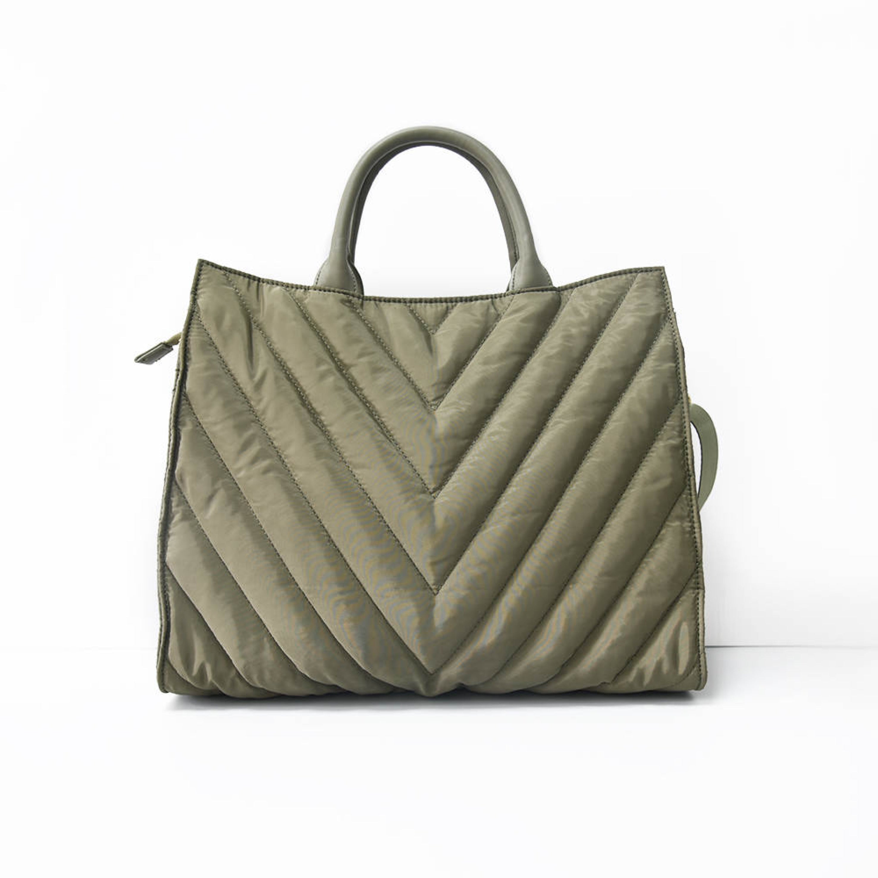 The Carmen Chevron Stripe Puffer Tote